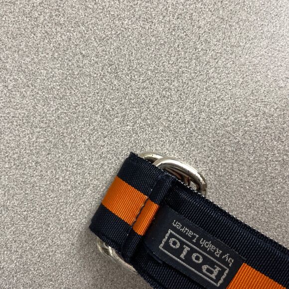 Vtg Polo Ralph Lauren Mens Belt Blue Striped Grosgrain D-Ring Buckle Embossed - Picture 6 of 8
